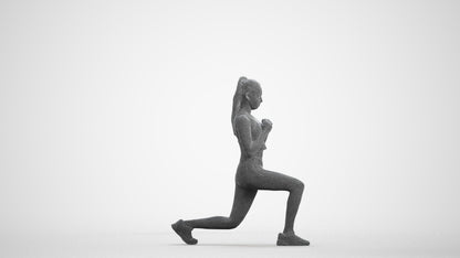 scanned 3D woman sport, photogrammetry people for Enscape and V-Ray, wireframe front view