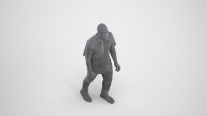 realistic 3D people man casual walking, render-ready for V-Ray and Corona, FBX OBJ, wireframe three-quarter view