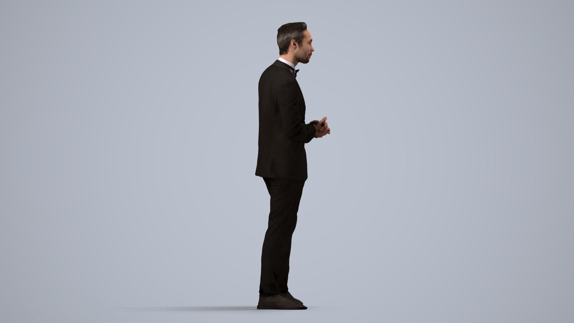 scanned 3D man formal formalaffairs, photogrammetry people for Enscape and V-Ray, side view render