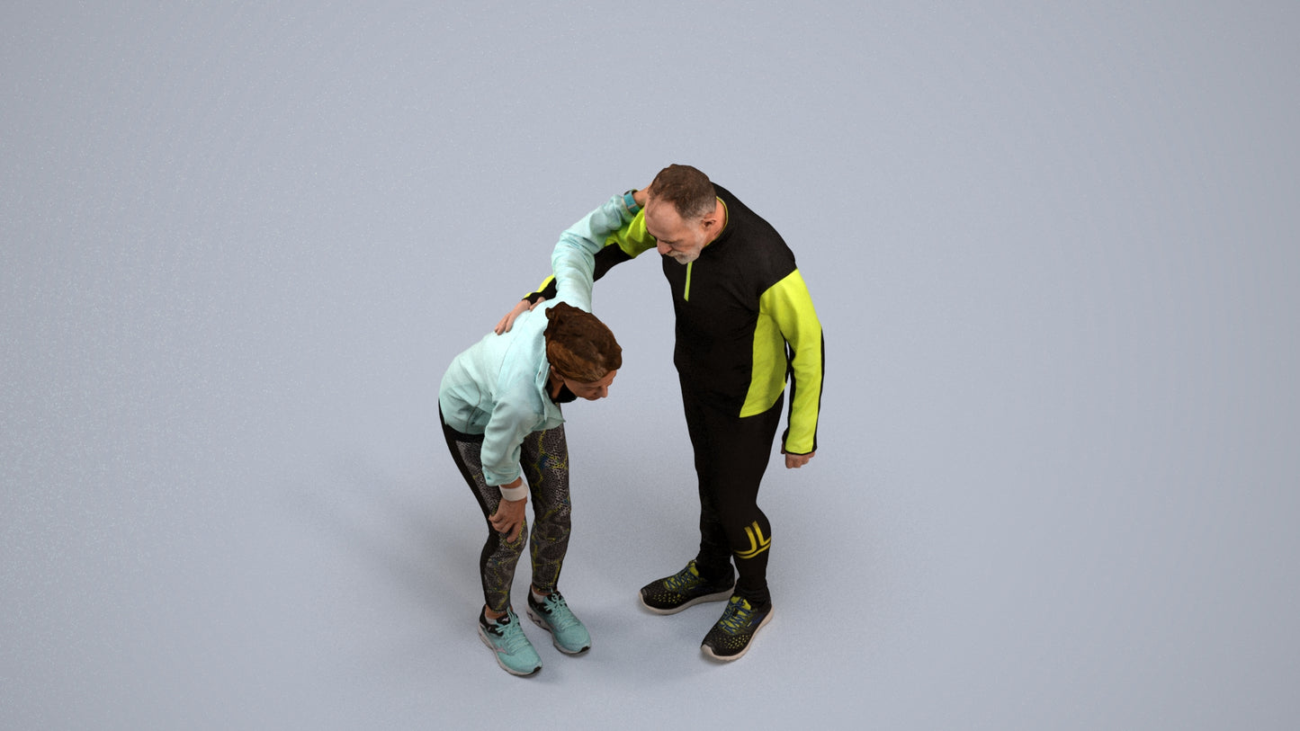 photogrammetry 3D senior woman sport, realistic human model archviz FBX, back view render