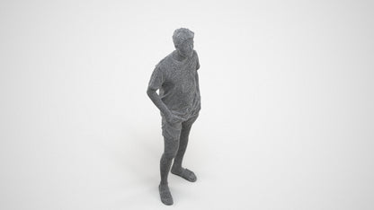 realistic 3D people man casual standing, render-ready for V-Ray and Corona, FBX OBJ, wireframe three-quarter view