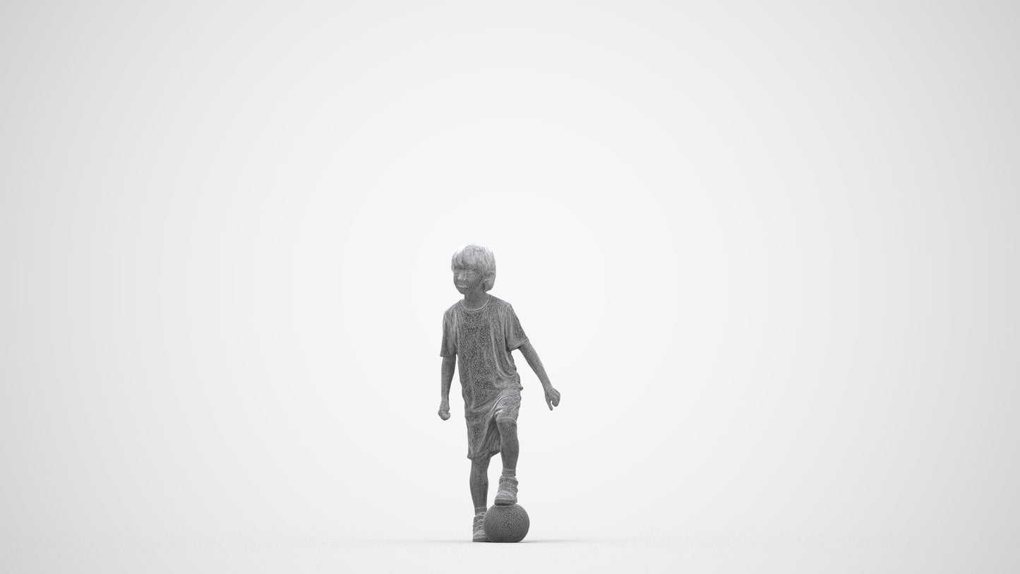 photogrammetry 3D boy casual kids, realistic human model archviz FBX, wireframe back view