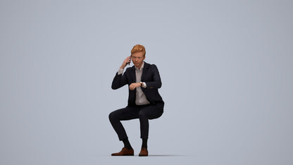 photogrammetry 3D man business, realistic human model archviz FBX, top-down view render