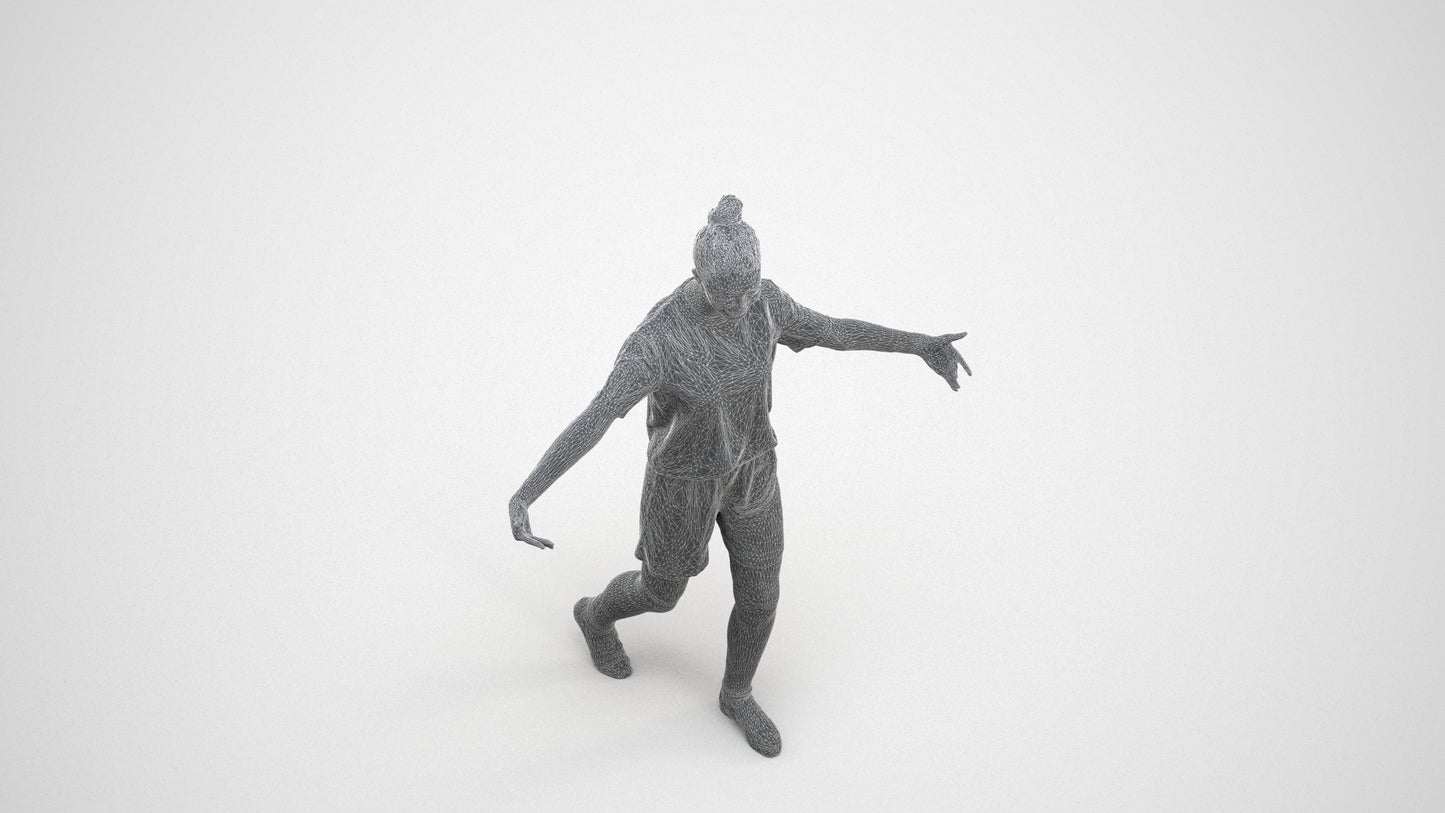 realistic 3D girl sport, scanned archviz people for Blender and 3ds Max, wireframe three-quarter view
