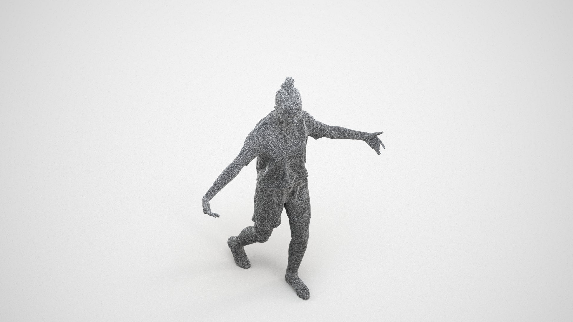 realistic 3D girl sport, scanned archviz people for Blender and 3ds Max, wireframe three-quarter view