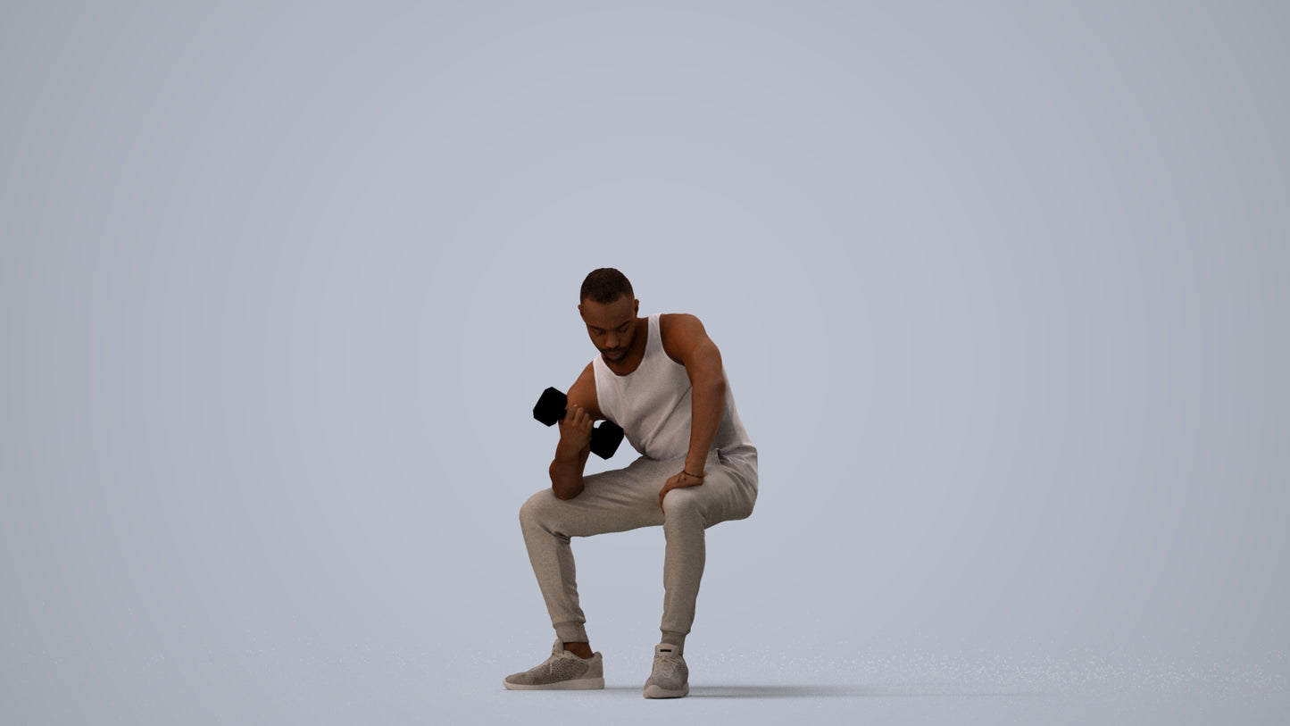 realistic 3D human man casual sport, archviz people FBX OBJ for Blender, three-quarter view render