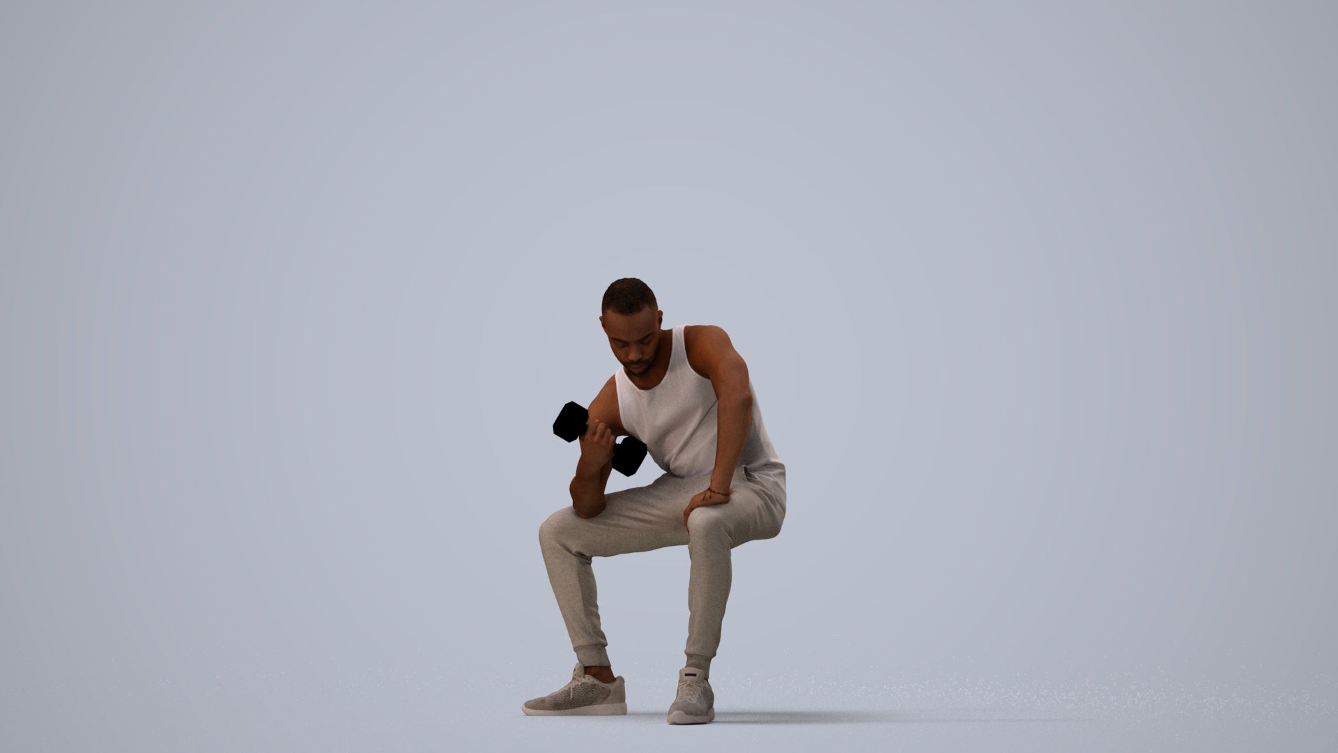 realistic 3D human man casual sport, archviz people FBX OBJ for Blender, three-quarter view render