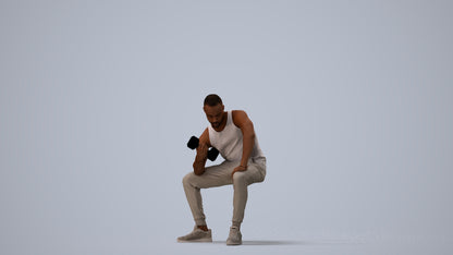 realistic 3D human man casual sport, archviz people FBX OBJ for Blender, three-quarter view render