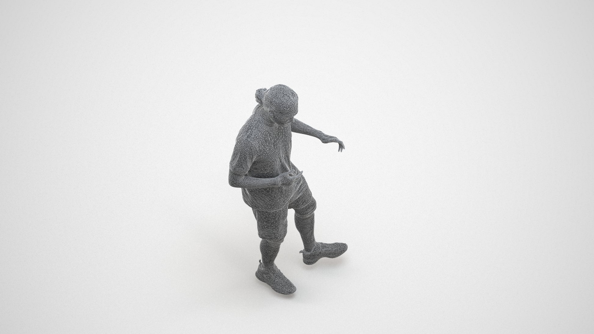 realistic 3D human man sport, archviz people FBX OBJ for Blender, wireframe side view