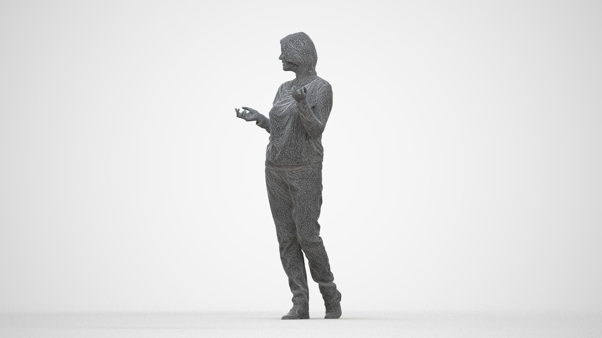 realistic 3D human woman casual walking, archviz people FBX OBJ for Blender, wireframe back view