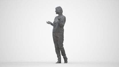 realistic 3D human woman casual walking, archviz people FBX OBJ for Blender, wireframe back view