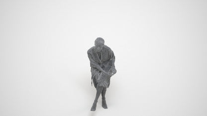 3D scanned woman bathroom, photorealistic archviz people for Enscape and SketchUp, wireframe three-quarter view