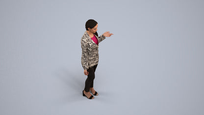 3D people model woman business standing, scanned human for 3ds Max rendering, back view render