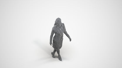 realistic 3D human woman business, archviz people FBX OBJ for Blender, wireframe three-quarter view