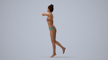photogrammetry 3D woman pool, realistic human model archviz FBX, three-quarter view render