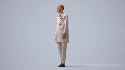realistic 3D man medical, scanned archviz people for Blender and 3ds Max, three-quarter view render