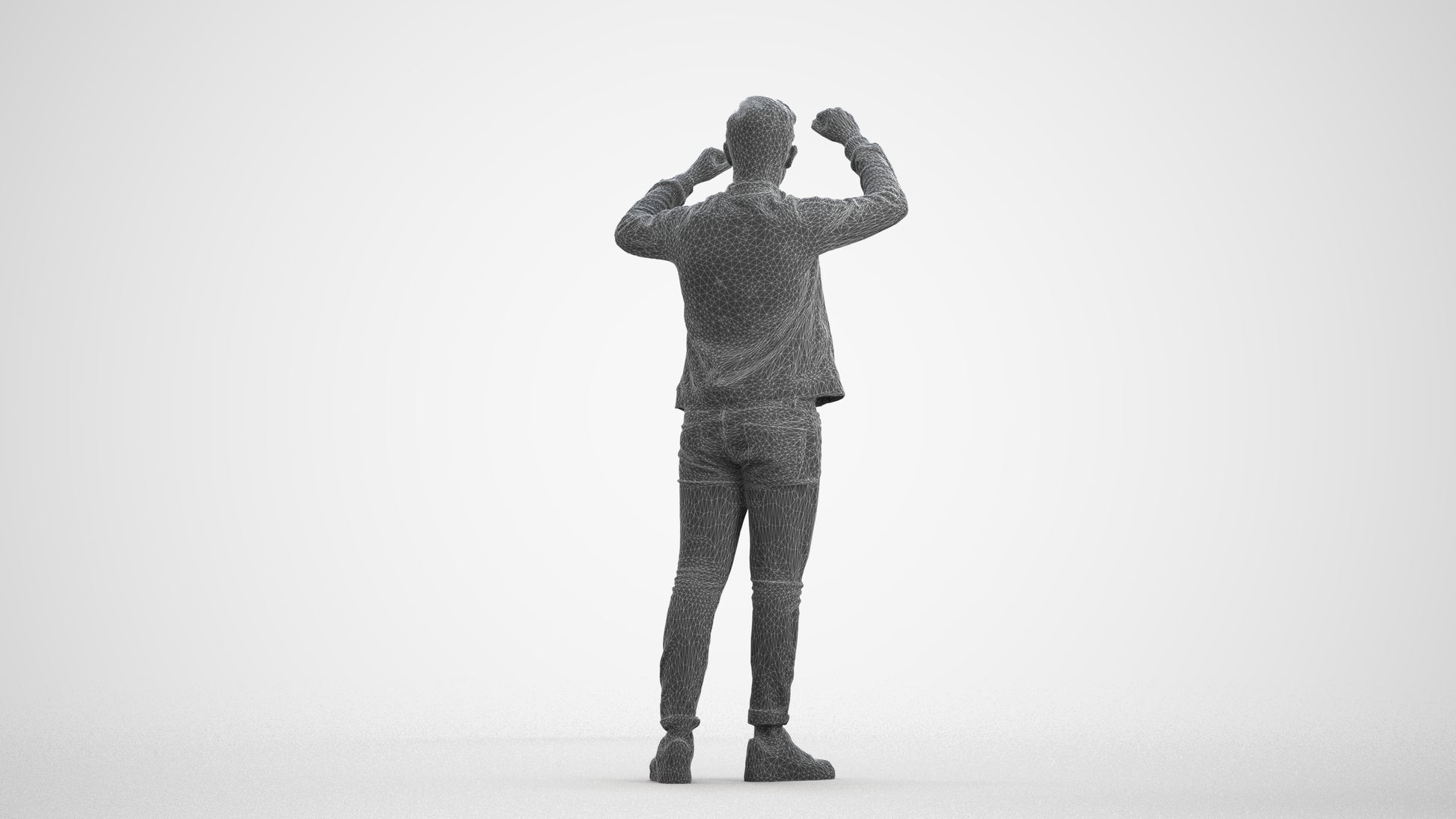 realistic 3D human boy casual kids, archviz people FBX OBJ for Blender, wireframe front view