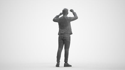 realistic 3D human boy casual kids, archviz people FBX OBJ for Blender, wireframe front view
