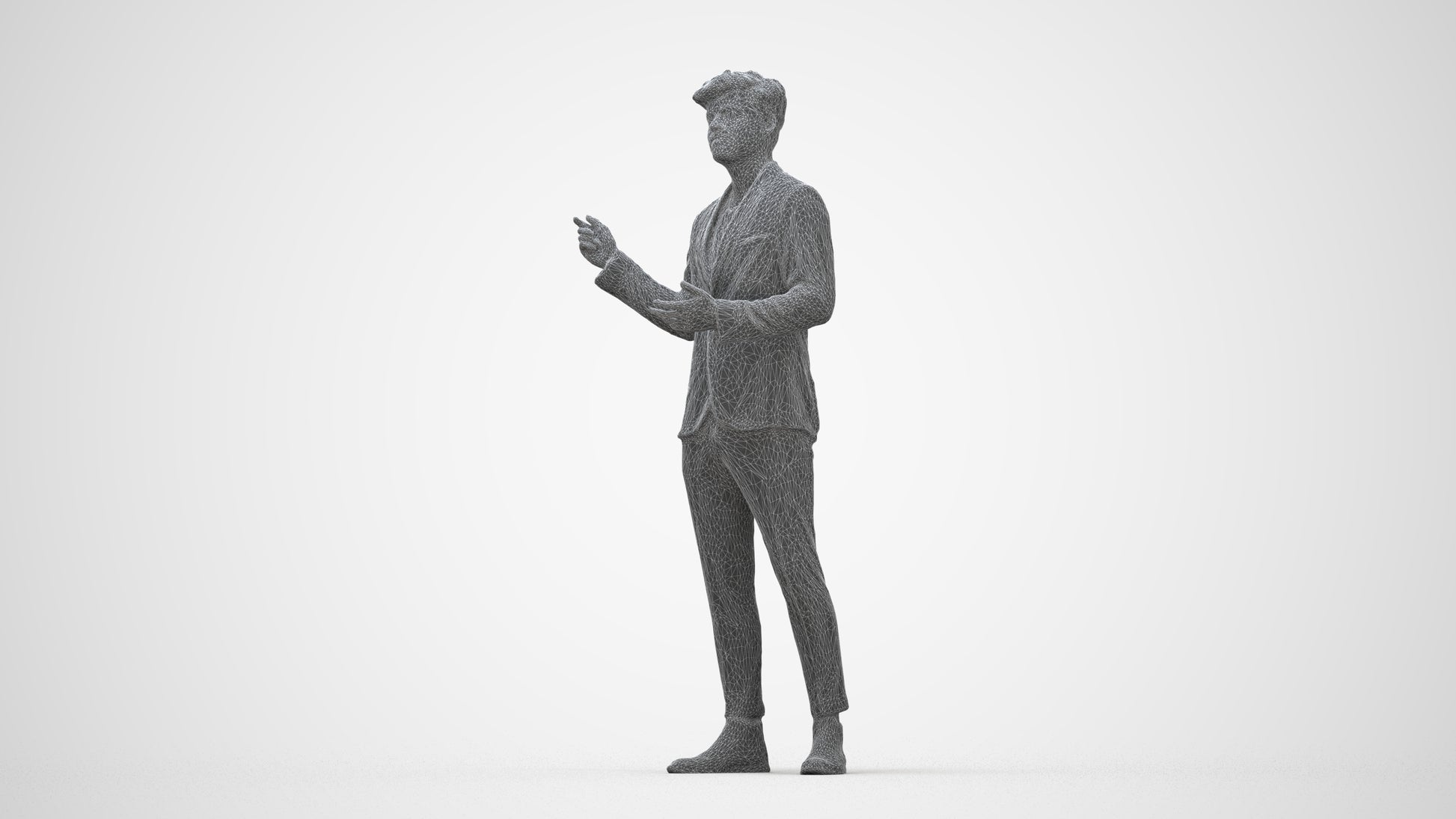 3D scanned man business, photorealistic archviz people for Enscape and SketchUp, wireframe back view
