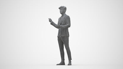 3D scanned man business, photorealistic archviz people for Enscape and SketchUp, wireframe back view