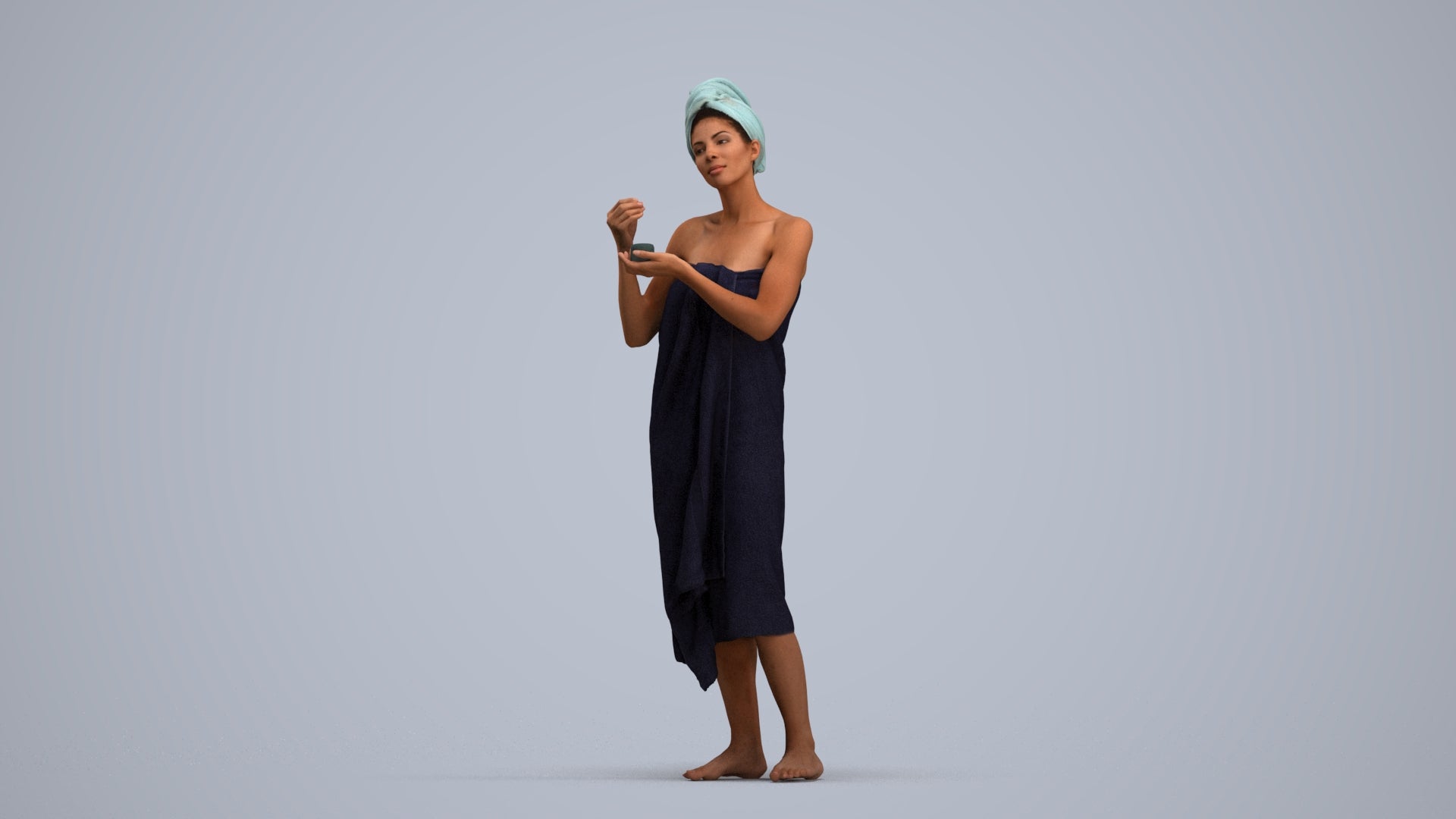 scanned 3D woman standing, photogrammetry people for Enscape and V-Ray, standing pose render