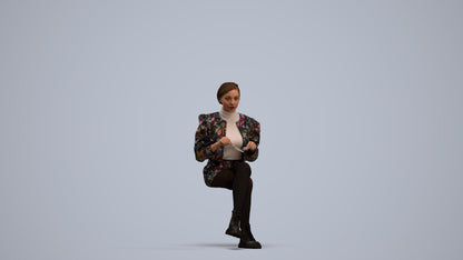 3D people model woman casual sitting, scanned human for 3ds Max rendering, standing pose render