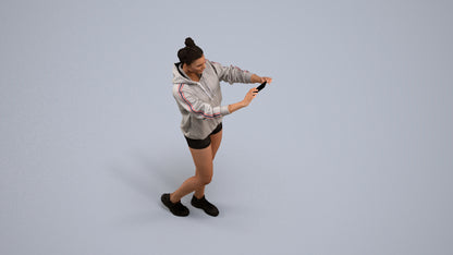 3D people model woman casual standing, scanned human for 3ds Max rendering, back view render