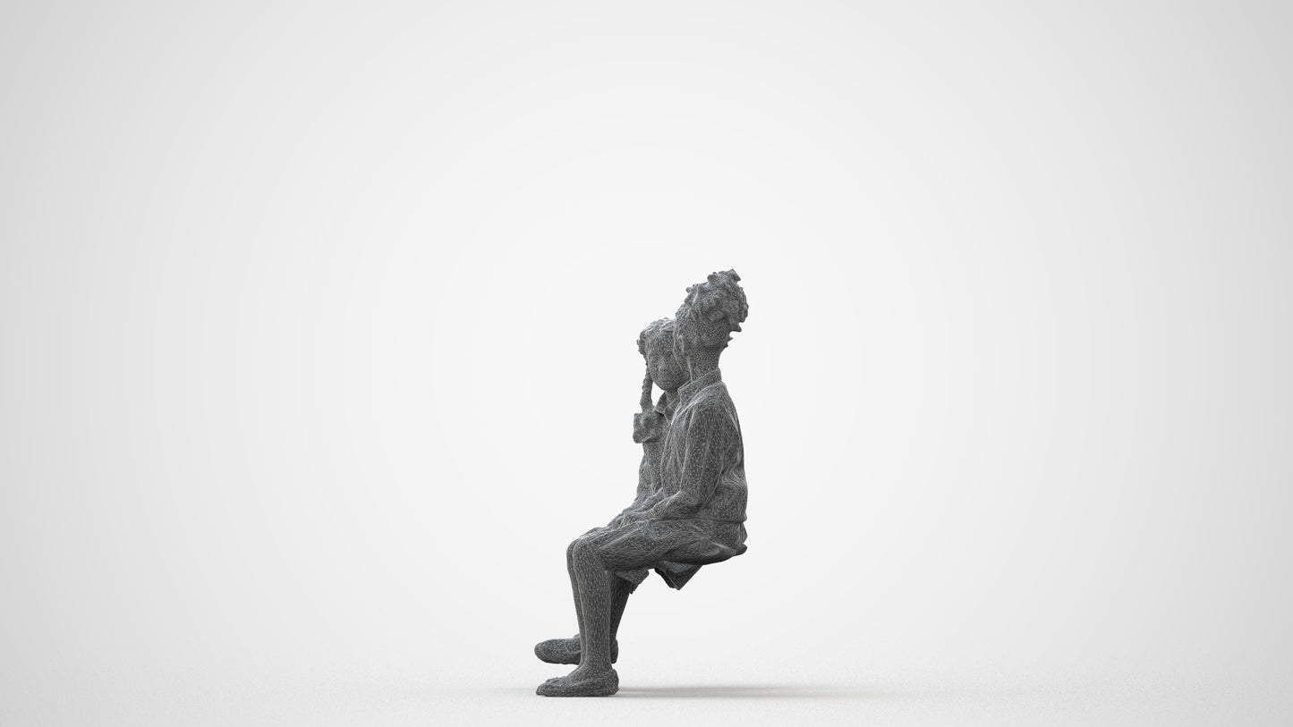 photogrammetry 3D girl kids, realistic human model archviz FBX, square thumbnail