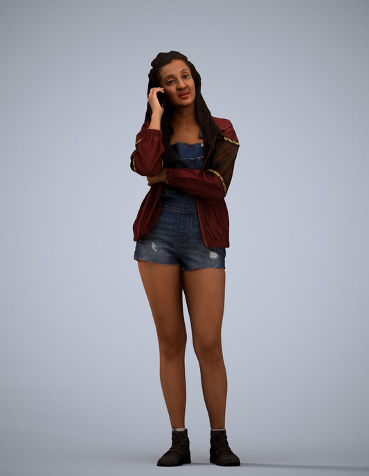 realistic 3D woman casual standing, scanned archviz people for Blender and 3ds Max