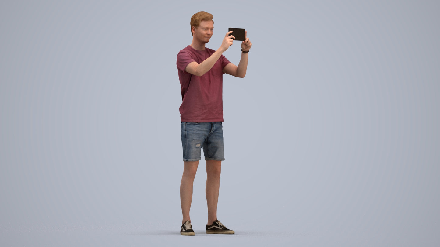 realistic 3D people man casual standing, render-ready for V-Ray and Corona, FBX OBJ, standing pose render