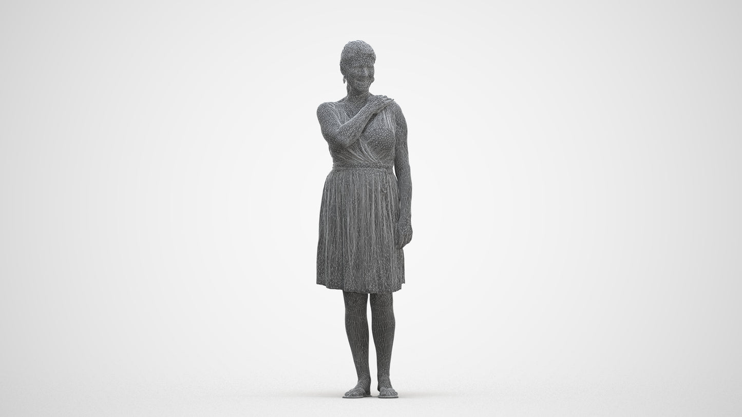 realistic 3D people woman casual standing, render-ready for V-Ray and Corona, FBX OBJ, three-quarter front view render