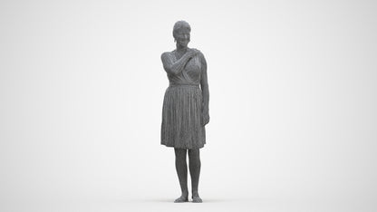 realistic 3D people woman casual standing, render-ready for V-Ray and Corona, FBX OBJ, three-quarter front view render