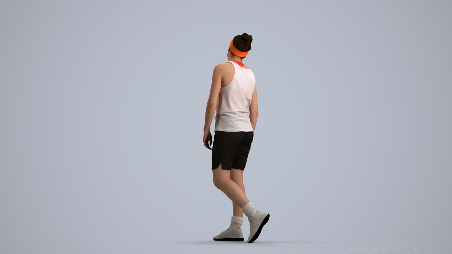 realistic 3D human woman sport, archviz people FBX OBJ for Blender, front view render