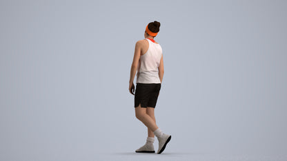 realistic 3D human woman sport, archviz people FBX OBJ for Blender, front view render