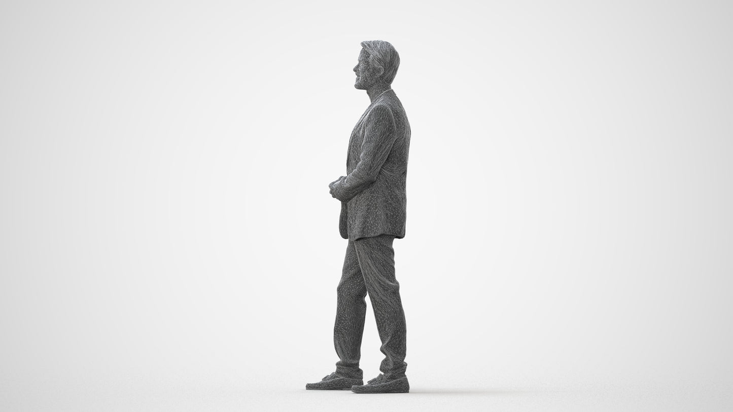realistic 3D man formal cycling, scanned archviz people for Blender and 3ds Max, square thumbnail