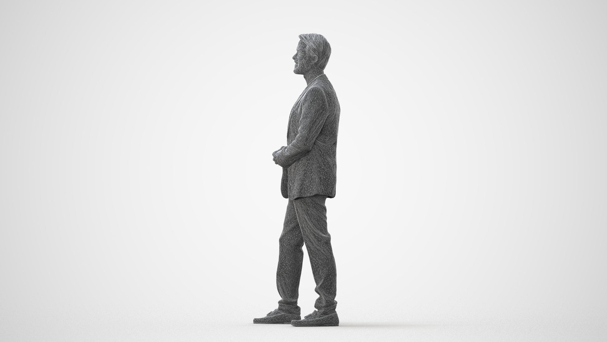 realistic 3D man formal cycling, scanned archviz people for Blender and 3ds Max, square thumbnail