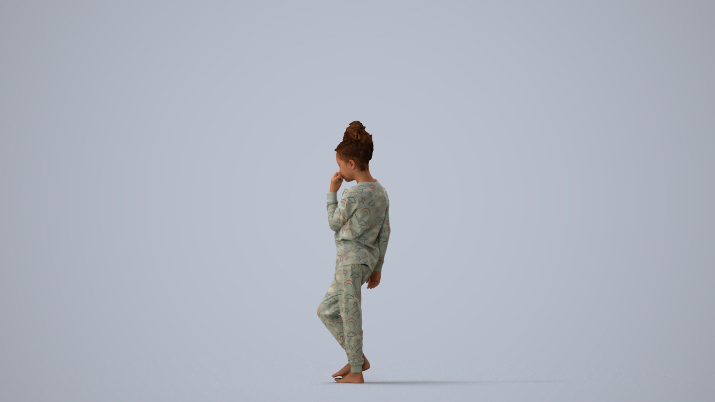 scanned 3D girl kids, photogrammetry people for Enscape and V-Ray, three-quarter view render