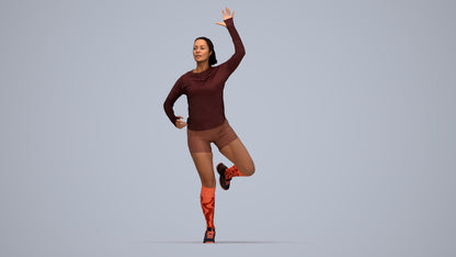 realistic 3D woman sport, scanned archviz people for Blender and 3ds Max, top-down view render