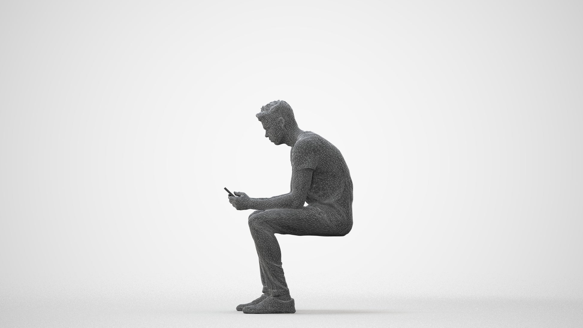 3D scanned man sitting casual, photorealistic archviz people for Enscape and SketchUp, square thumbnail