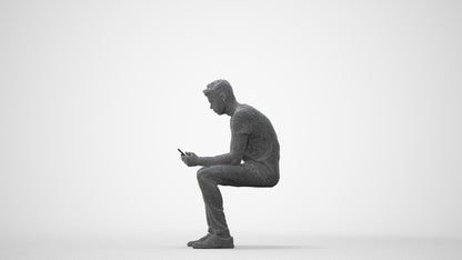 3D scanned man sitting casual, photorealistic archviz people for Enscape and SketchUp, square thumbnail