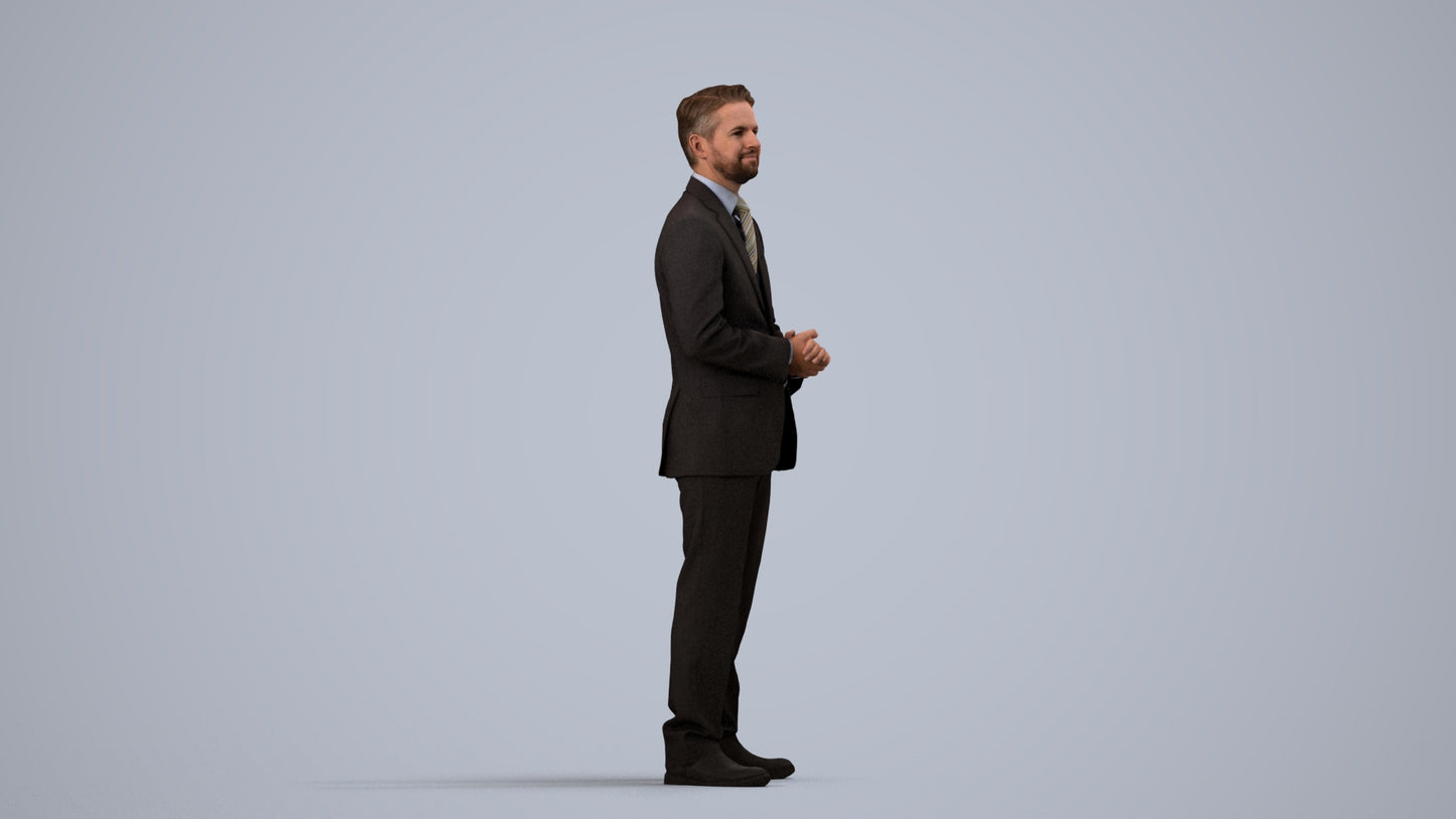 scanned 3D man business, photogrammetry people for Enscape and V-Ray, side view render