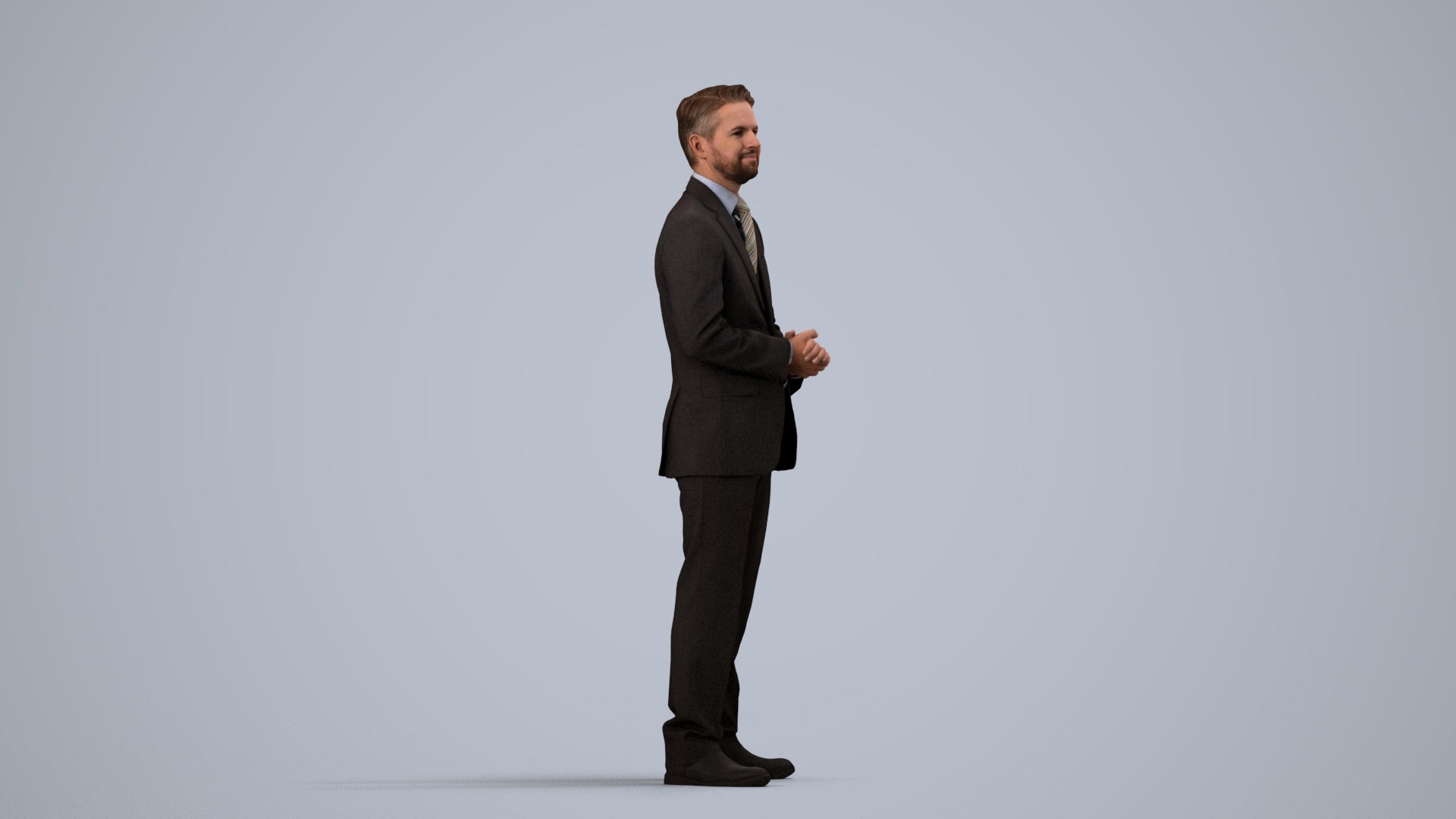 scanned 3D man business, photogrammetry people for Enscape and V-Ray, side view render