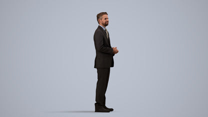 scanned 3D man business, photogrammetry people for Enscape and V-Ray, side view render