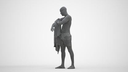 3D people model man pool, scanned human for 3ds Max rendering, three-quarter front view render