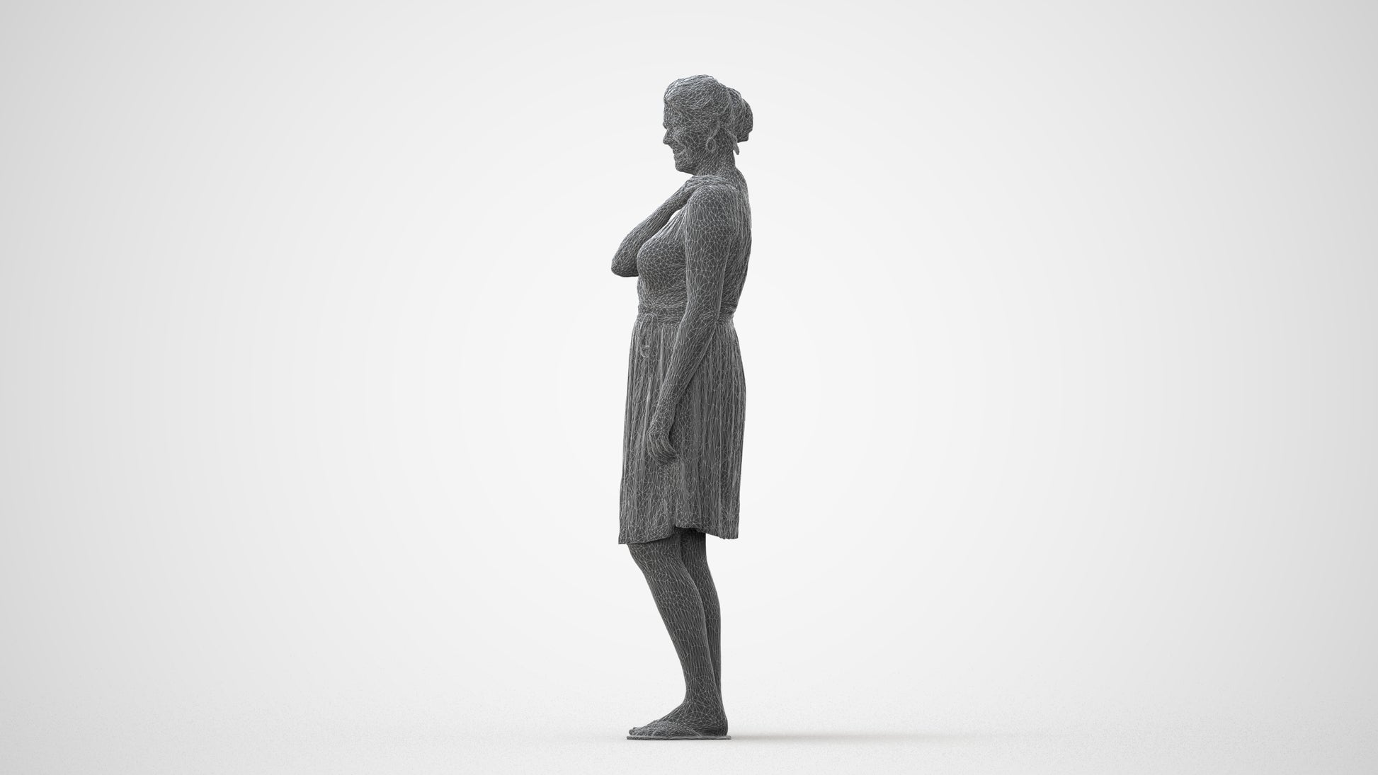 realistic 3D people woman casual standing, render-ready for V-Ray and Corona, FBX OBJ, square thumbnail