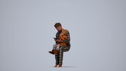 realistic 3D boy casual kids, scanned archviz people for Blender and 3ds Max, top-down view render