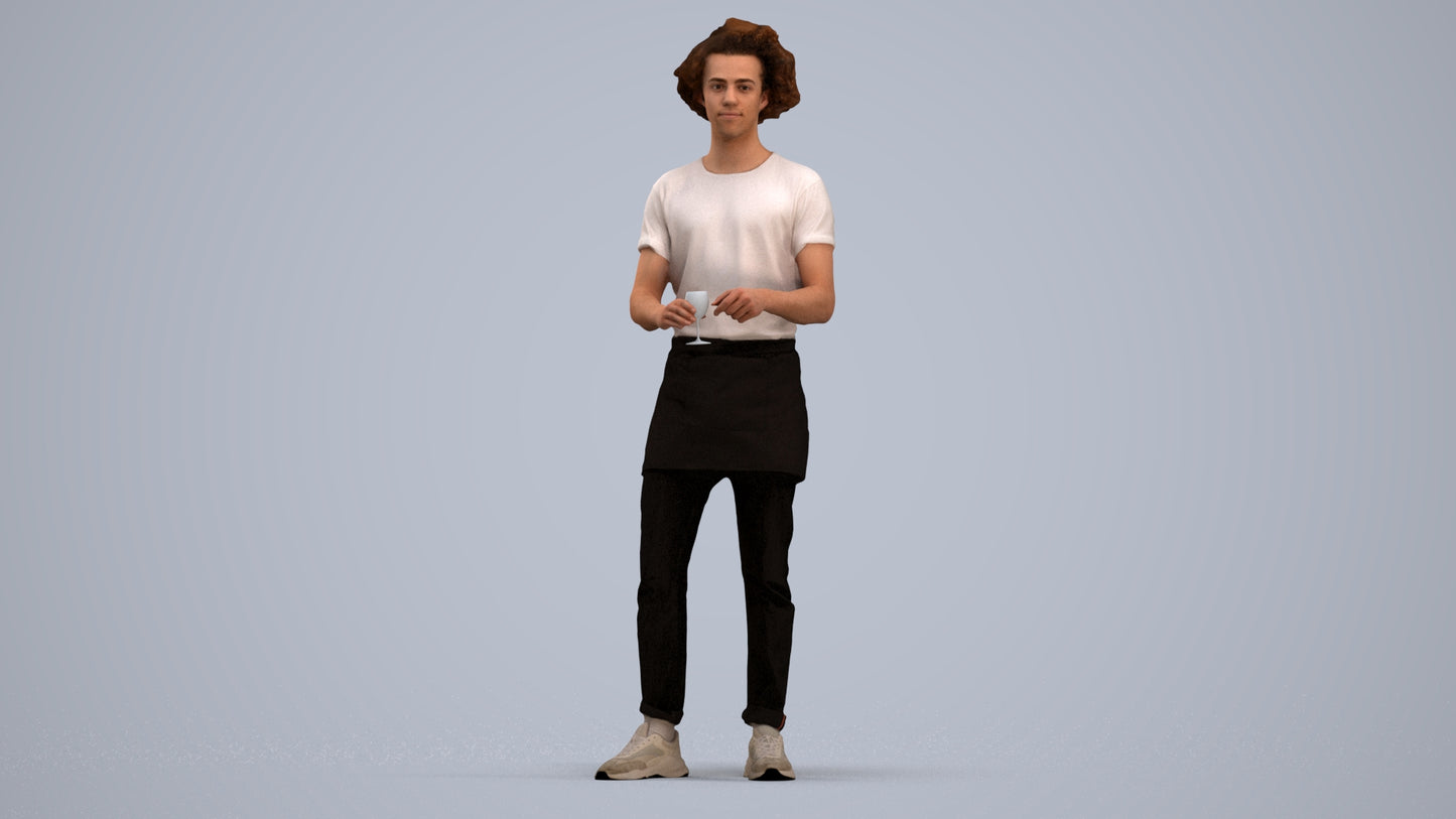 scanned 3D man hospitality, photogrammetry people for Enscape and V-Ray, standing pose render