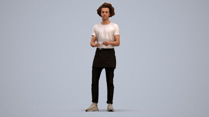 scanned 3D man hospitality, photogrammetry people for Enscape and V-Ray, standing pose render