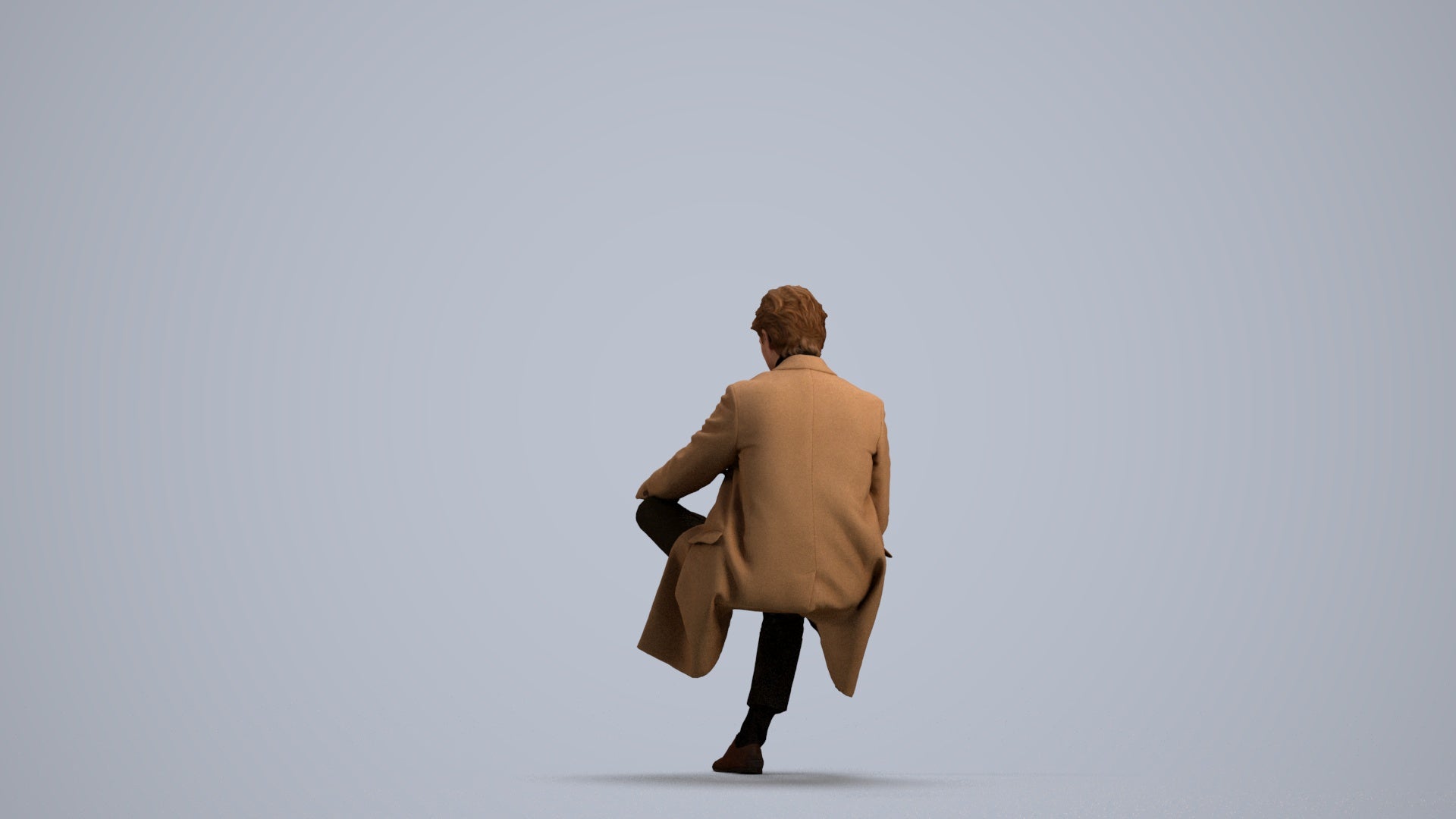 3D people model man business sitting, scanned human for 3ds Max rendering, front view render
