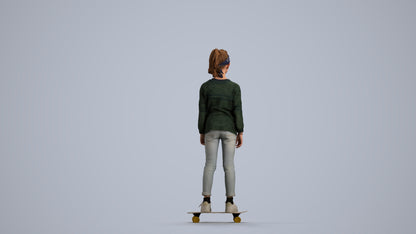 scanned 3D girl casual kids, photogrammetry people for Enscape and V-Ray, front view render
